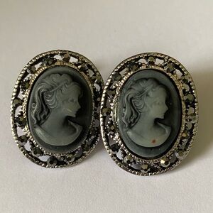 Cameo Victorian Style Pierced Earrings